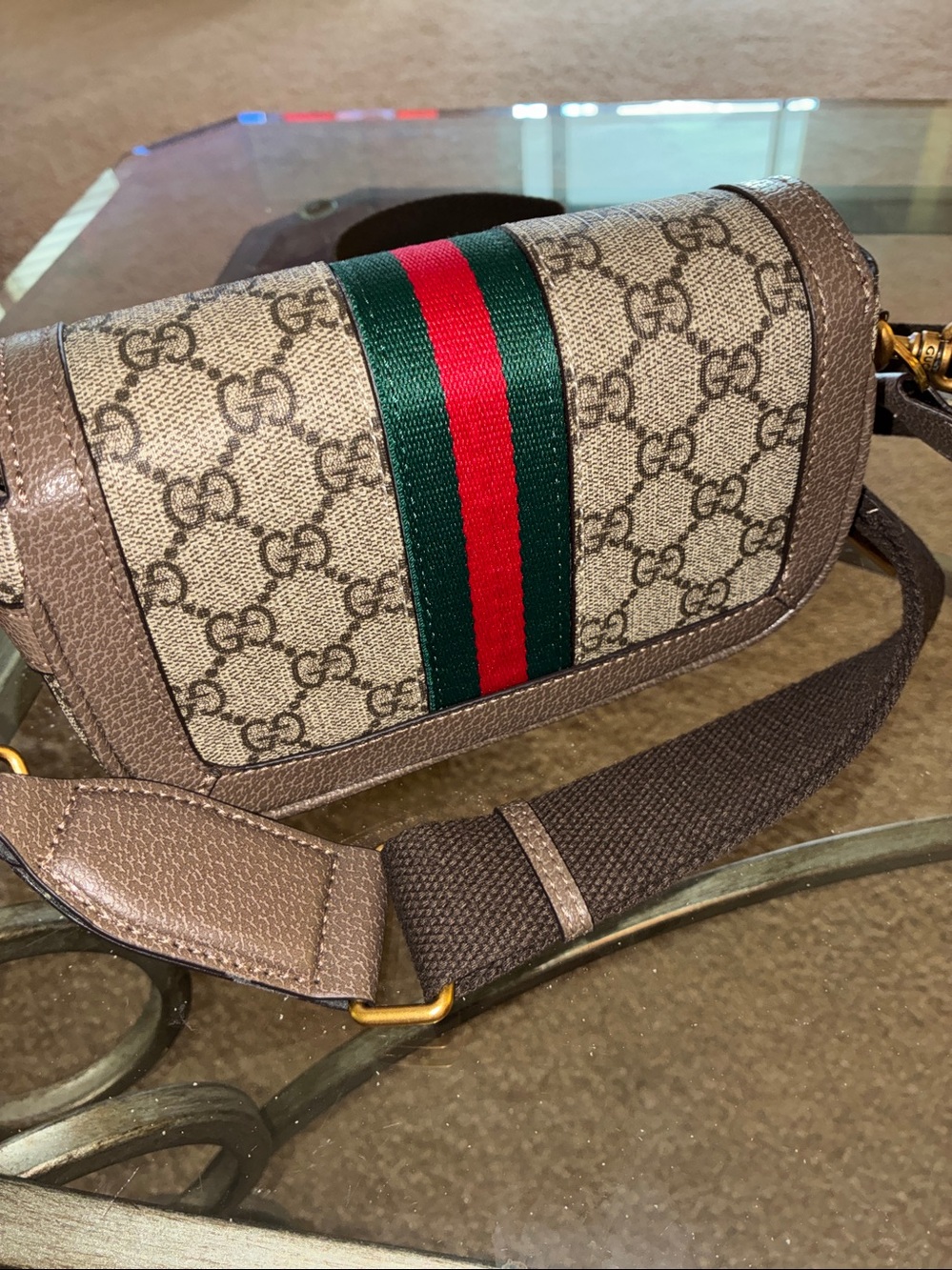 Beige Supreme Crossbody with Green-Red Web Stripe copy - Picture 5 of 14